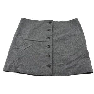 Banana Republic Womens Gray Wool-Blend Button-Down Skirt Size 14
